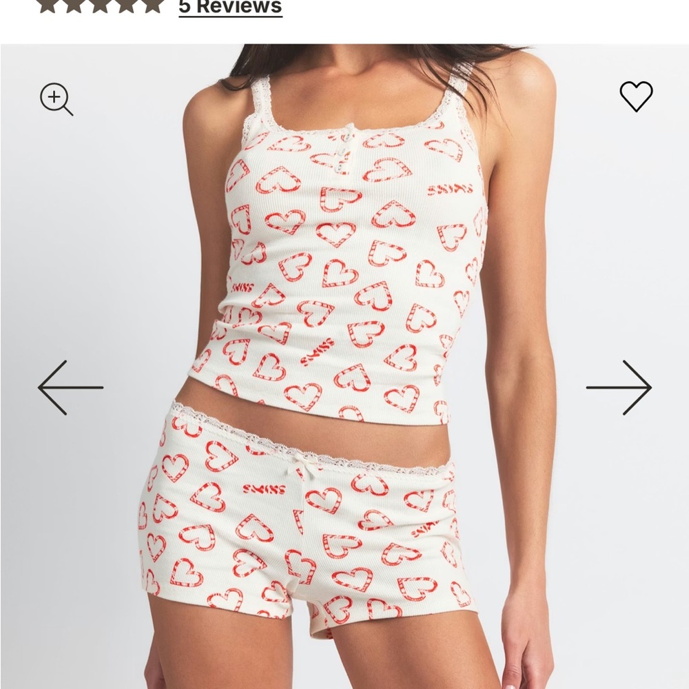SKIMS Red Heart Print Pajama Set